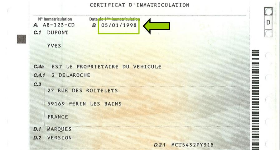 Où trouver la date de mise en circulation.